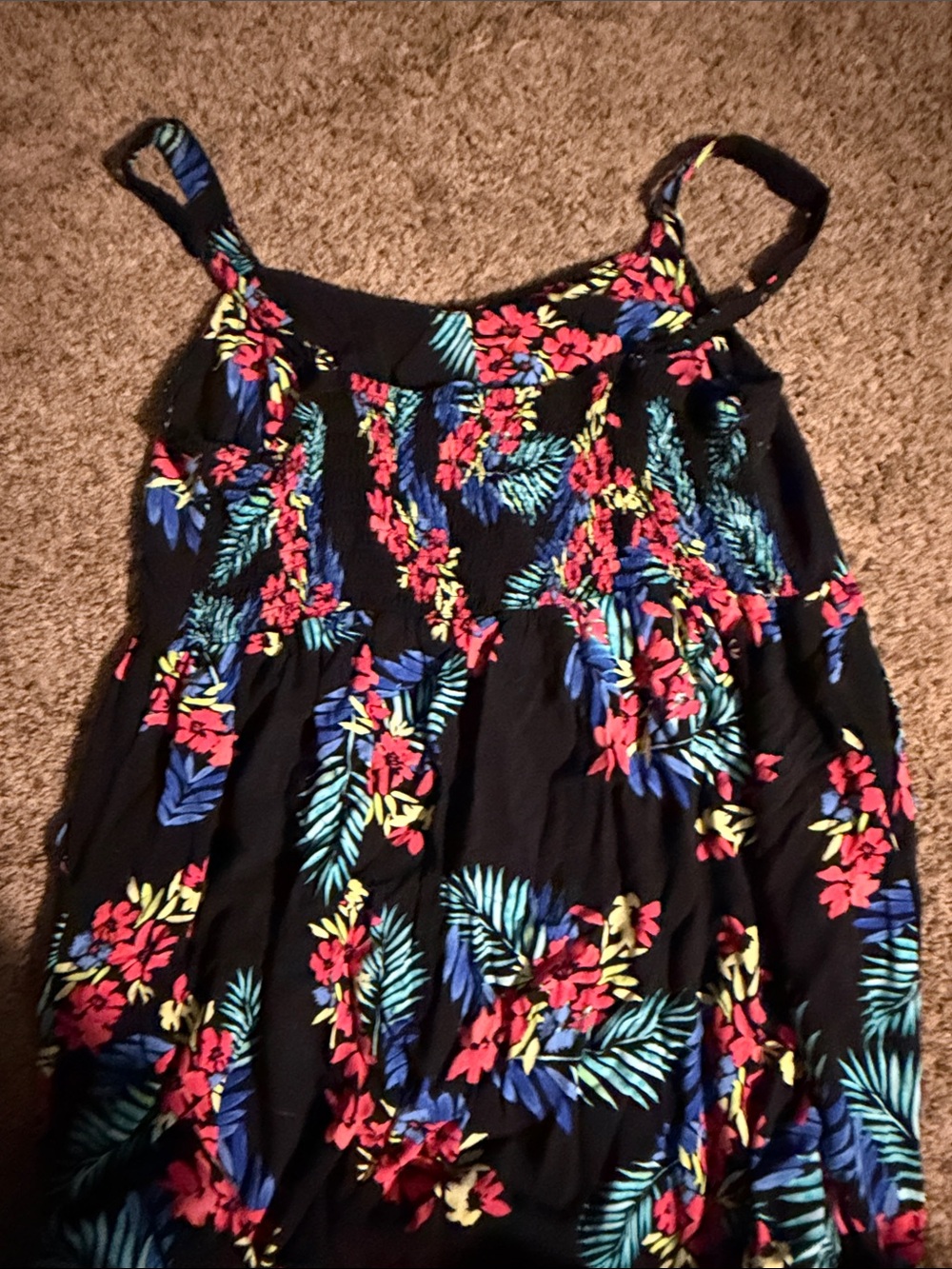 torrid Black Tropical Floral Midi Dress with Blue & Red Accents - Picture 6 of 7